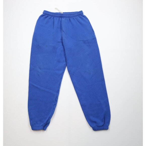Vintage 90s Streetwear Mens Large Faded Blank Cuffed Sweatpants Joggers Blue USA